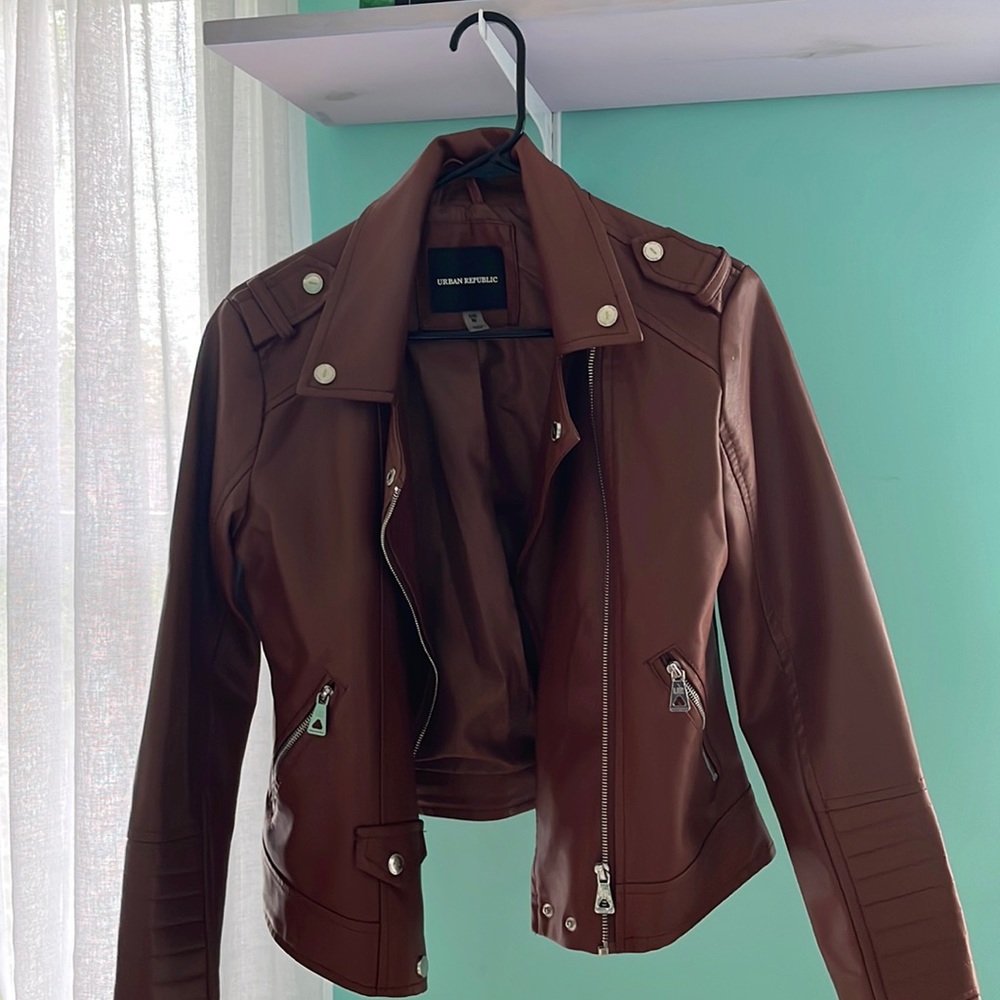 Urban Republic brown leather jacket.